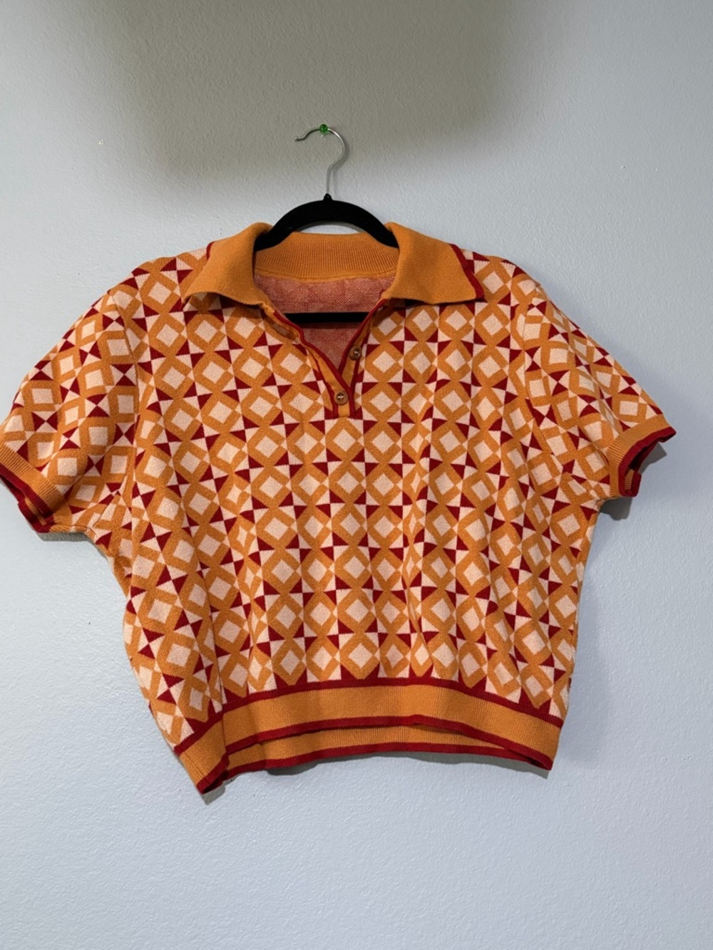 Cider Orange & Red Striped Knit Polo